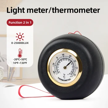 2 in 1 Gaismas Mērītājs pārnēsājamo Termometru 250,000 LUX Rādītāju Tips Luxmeter Spilgtums Temperatūras Tests Illuminometers Fotometrs