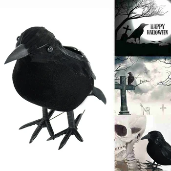 1gb Black Crow Simulācijas Modelis Halloween Viltus Putns Dzīvnieku Šausmu Rotaļlietas Halloween Puse Mājas Dekoru Šausmu Aksesuāri
