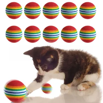 EVA Pet Bumbas Rotaļlietu Kaķēns Smieklīgi Varavīksnes Pet Produktu Krāsains Mācību Cat Aksesuāri Soft Pet Interaktīvās Rotaļlietas Dropshipping