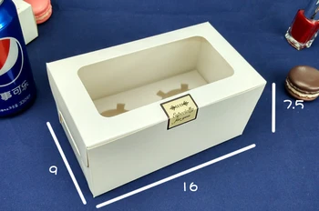 30pcs 16*9*7.5 cm 2 tīkla Iepakojums Balta kartona Papīra Mafinu loga Kārbas, Par Candy\Kūka\Deserts \puse Iepakojuma kastes