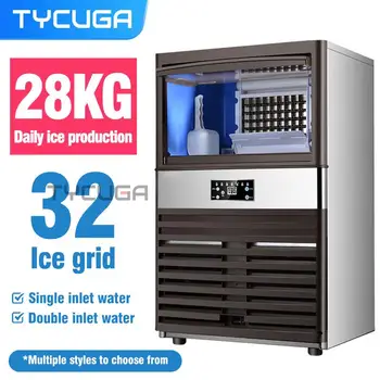 Automātisks Ice Maker Mašīna, 28KG/24H Ledus Mašīna, Tirdzniecības Piena Tējas Salons Bārs Automātiskā 22*22mm Ice Cube Maker Ice Cube Mašīna