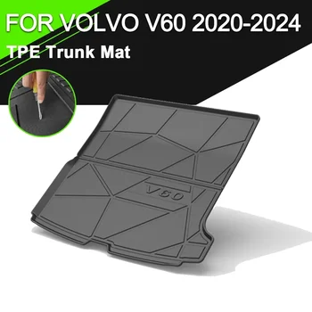 Auto Aizmugurējā Bagāžnieka Paklājs Gumijas TPE neslīdoša Ūdensnecaurlaidīga Kravas Starplikas Piederumi Volvo V60 2020-2024