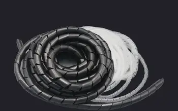 16 mm Spirāli Kabeļu Stiepļu Wrap Caurules Datora Pārvaldīt Vadu Black & White 4.2 M Garš