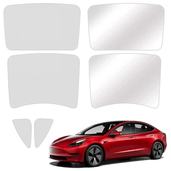 Par Tesla Model 3 2021 Priekšā, Aizmugurē, Saules Toņos Stikla Jumta Saulessargs Block UV Automašīnas Sānu Logu Saulessargs, 6PCS