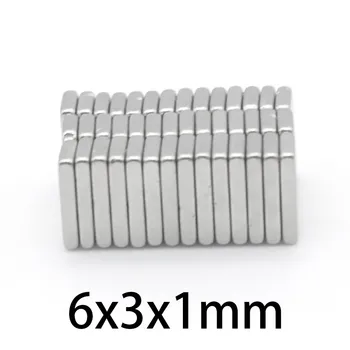 100GAB 6x3x1 mm Bloka Spēcīgu Magnētu 6mmX3mmThin Neodīma Magnētisko Spēcīgs Magnēts 6*3*1 mm Lokšņu Pastāvīgo Magnētu 6x3x1mm