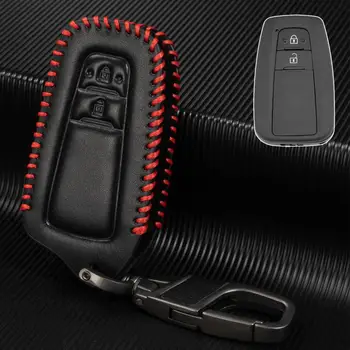 PU Āda 2 Taustiņu Tālvadības Smart Keyless Auto Atslēgu Ķēdes Gredzenu Fob uz Lietu Apvalks Aizsargā Turētājs Toyota CHR Camry Prius Prado
