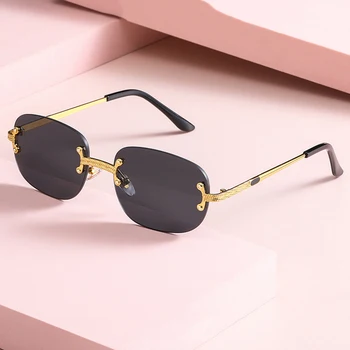 Luksusa Zīmolu Dizainera Bez Apmales Laukumā Saulesbrilles Sievietēm, Vīriešiem Populārs Ceļošanas Modes Vintage Punk Mazo Saules Brilles, Spogulis Toņos