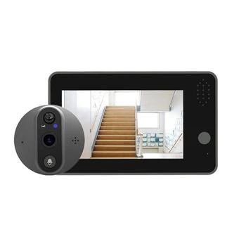 Tuya Smart 1080P Wifi Durvju Zvanu Peephole Kamera Skatītāju Plastmasa+Metāls Tuya Smart Durvju Zvanu 4.3. FHD Video Durvju zvans