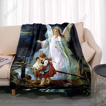 Sargeņģelis Modelis Flaneļa Mest Segu Jēzus Aizsargātu Bērnu Gultas Bērniem, Viesistaba, Guļamistaba Dekori Segas Mīksts Silts