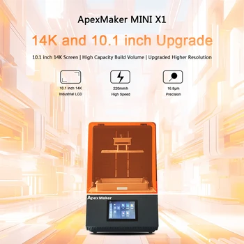 ApexMaker mini X1 3D Sveķu Printeri 10.1 collu 14K Augstas Izšķirtspējas 16.8 um MSLA 3D Printeri UV Sveķu Photocuring 8K LCD