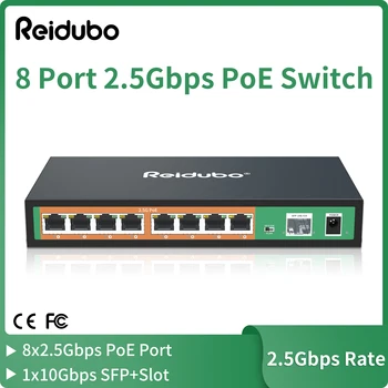 9 Ostas 2.5 GB PoE Switch, 8x2.5G PoE Portiem ar 10G SFP Augšupsaites, Neapsaimniekotu 2.5 Gb Ethernet Switch, Plug & Play, Metāla Konstrukcijas