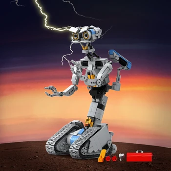 KM Classic Movies īssavienojumiem Mechas Johnny 5 Robots Celtniecības Bloku uzstādīt Mehāniskās Ieroču Dzelzs Lokšņu Modelis Ķieģeļu Bērnu Rotaļlietas