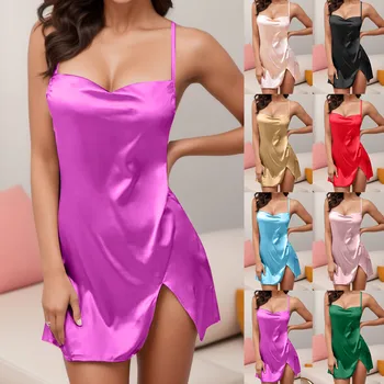 Karstā Pārdošanas Sexy V-neck Naktsveļu Veļu Meitene Vasaras tīrtoņa Krāsu Sieviešu Nightdress Elegants Multi Krāsu Sieviešu Sleepwear
