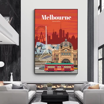 Modes Ceļojumu Plakātu Audekla Apgleznošana Sienu Mākslas Melburnā Bildes Mājas Mākslas Izdrukas Mīļotājiem Guļamistaba Dzīves Telpu Dekorēšana