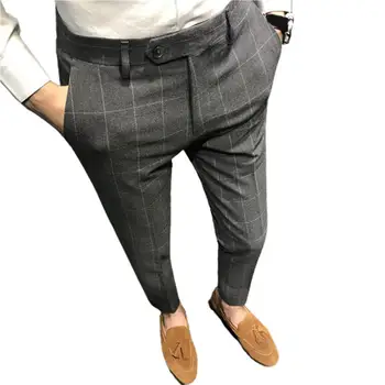 Fantastisku Vīriešu Bikses Pogu Slim Vīriešu Uzvalku Bikses Gadījuma Vīriešu Bikses