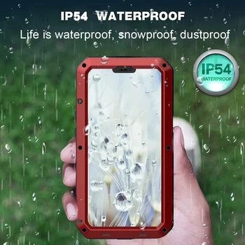 Ūdensizturīgs, Metāla, Alumīnija tālrunis lietā Par iphone 12 13 Pro Max segums Luksusa Doom bruņas Netīrumiem Šoks +Rūdītais stikls