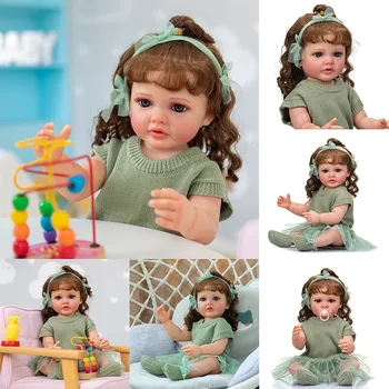 22inch Betija Atdzimis Lelle Pilna Ķermeņa Mīksta Silikona Toddler Meitene 3D Ādas Redzamas Vēnas Roku Sakņojas Matu Dāvanas Bērniem