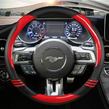 Oglekļa Šķiedras Ādas Automašīnas Stūres Rats Segumu neslīdoša Ford Mustang 2015-2019 / Mustang GT 2015-2019 Auto Piederumi